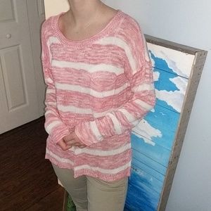 White and pink stripe sweater